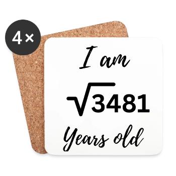 √3481 – 59 years old and not a bit boring - Coasters (set of 4) - white - Front