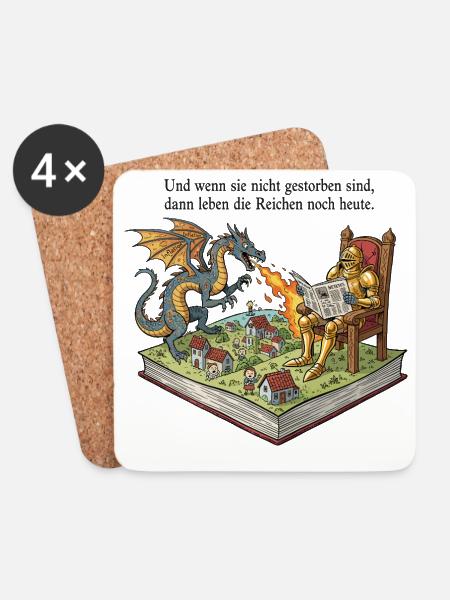 Die Reichen leben noch heute - Untersetzer (4er-Set) - Weiß