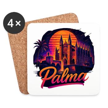 Night view of Palma Cathedral Mallorca - Coasters (set of 4) - white - Front