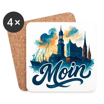 Hamburg Moin City Silhouette Maritime Gift - Coasters (set of 4) - white - Front