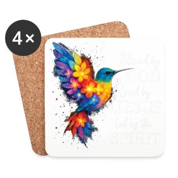 Geliebt von Jesus Christian Floral Kolibri - Untersetzer (4er-Set) - Weiß - Vorne
