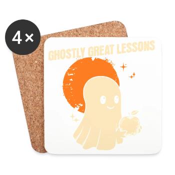 Squelette drôle de professeur pour Halloween en classe - Dessous de verre (lot de 4) - blanc - Devant