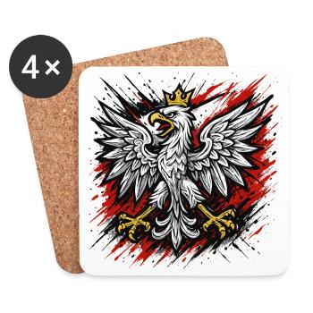 Polen Polska Adler Flagge Patriotismus Geschenk - Untersetzer (4er-Set) - Weiß - Vorne