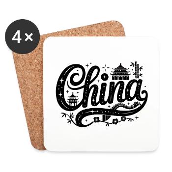 Chine - Conception de souvenirs - Dessous de verre (lot de 4) - blanc - Devant