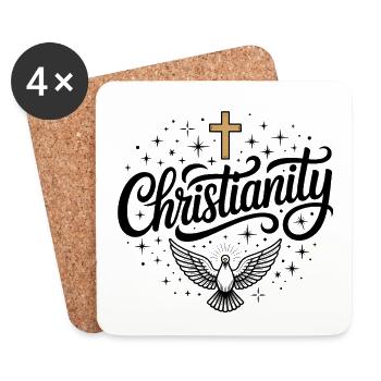 Christentum - Christliches Logo - Untersetzer (4er-Set) - Weiß - Vorne