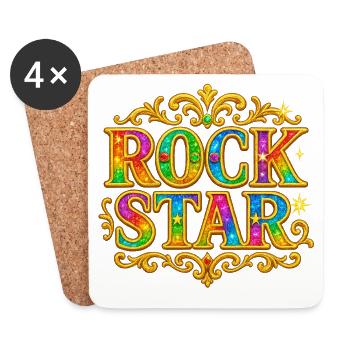 Embellissement de rock star à paillettes vibrantes - Dessous de verre (lot de 4) - blanc - Devant