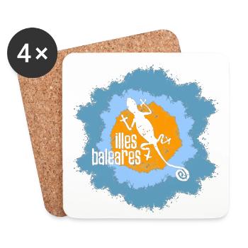 Lizard with island motif and text design - Coasters (set of 4) - white - Front