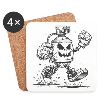 Grenade crâne - Dessous de verre (lot de 4) - blanc - Devant