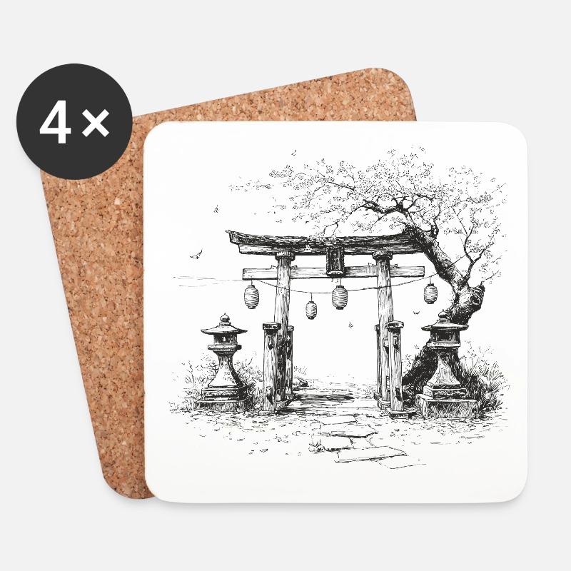 Asia_Garden - Untersetzer (4er-Set) - Weiß