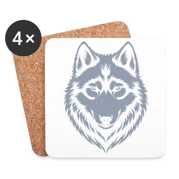 Majestätisches Wolf-Emblem-Design - Untersetzer (4er-Set) - Weiß - Vorne