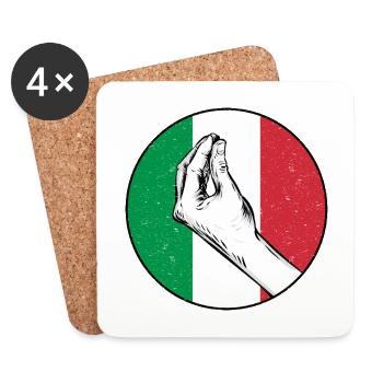 Italienische Handgeste Italien Italiener Retro - Untersetzer (4er-Set) - Weiß - Vorne