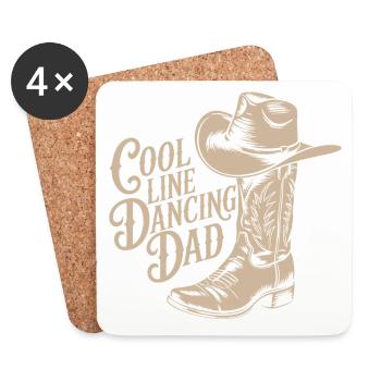 Décoration de style chapeau de cowboy pour papa danseur en ligne - Dessous de verre (lot de 4) - blanc - Devant