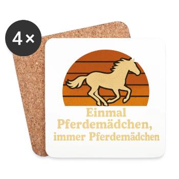 Lustiges Pferdemädchen mit Vintage-Glück - Untersetzer (4er-Set) - Weiß - Vorne
