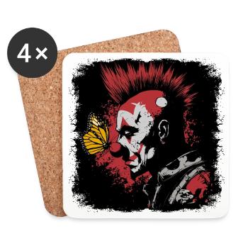 Gruseliger Clown und Schmetterling - Untersetzer (4er-Set) - Weiß - Vorne