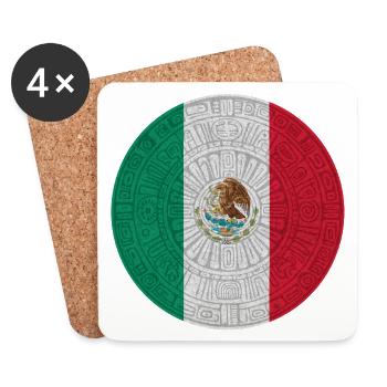 Mexikanische Flagge im Tramp-Stil - Untersetzer (4er-Set) - Weiß - Vorne