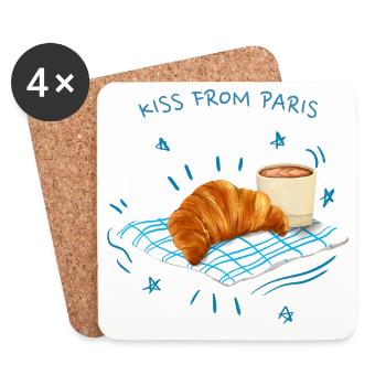 Kiss From Paris Croissant Frühstück - Untersetzer (4er-Set) - Weiß - Vorne