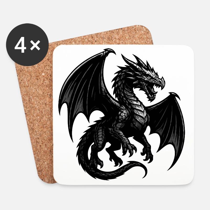 Drache im Malflug - Untersetzer (4er-Set) - Weiß