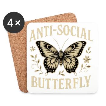 Anti-Social Butterfly Faithful Illustration - Coasters (set of 4) - white - Front
