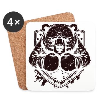 Boxeur ours - Dessous de verre (lot de 4) - blanc - Devant