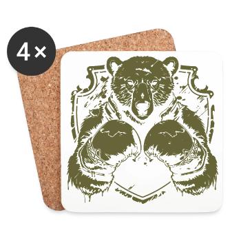 Bear Boxer - Coasters (set of 4) - white - Front