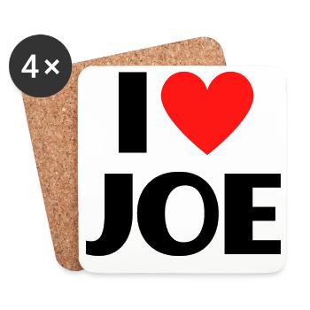 I love Joe Red Heart Love Fan Gift - Coasters (set of 4) - white - Front