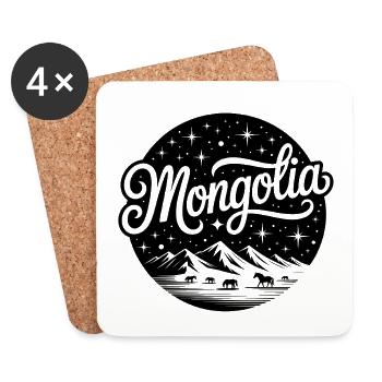 Mongolie - Conception de souvenirs - Dessous de verre (lot de 4) - blanc - Devant