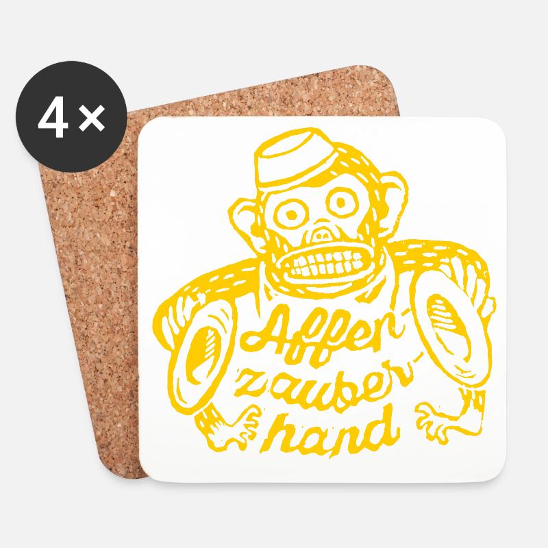 Monkey Magic Hand - Coasters (set of 4) - white