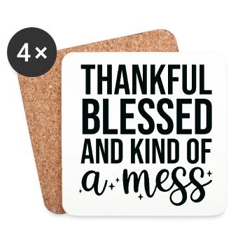 Words of gratitude on black background - Coasters (set of 4) - white - Front