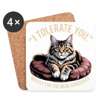 Head Scratch Cat - Coasters (set of 4) - white - Front