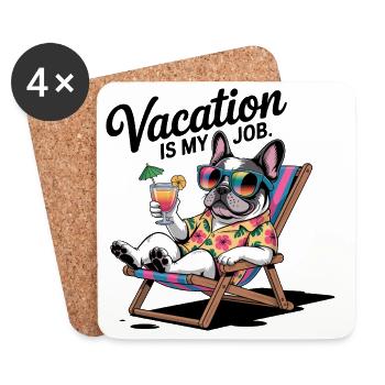 Vacation Bulldog - Coasters (set of 4) - white - Front