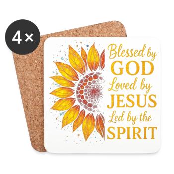 Geliebt von Jesus Christliche Sonnenblume - Untersetzer (4er-Set) - Weiß - Vorne