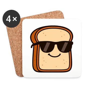 Cooles Brot mit Sonnenbrille - Untersetzer (4er-Set) - Weiß - Vorne