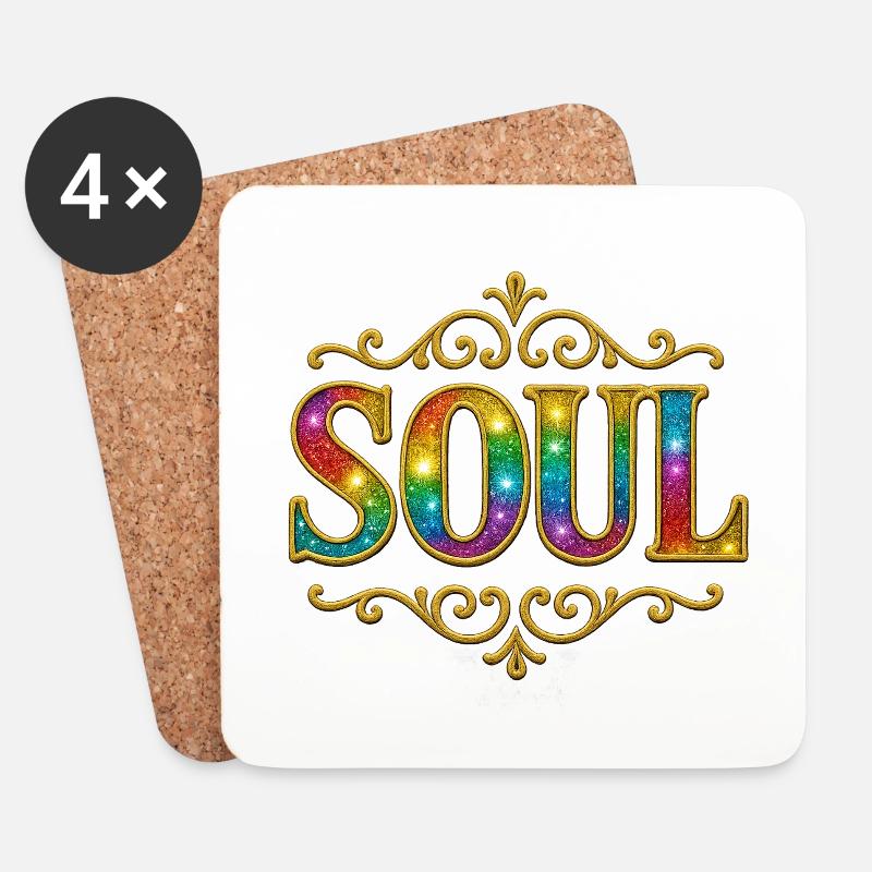 SOUL | Seele Lebensgeister im Regenbogenfarben - Untersetzer (4er-Set) - Weiß