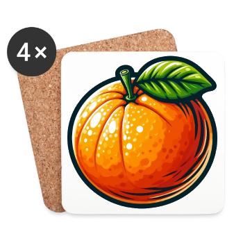 Orange stylisée Zeste éclatant - Dessous de verre (lot de 4) - blanc - Devant