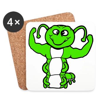 Raupe Bodybuilder stark Muskeln training Gym Hobby - Untersetzer (4er-Set) - Weiß - Vorne
