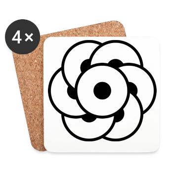 Fleur de crop circle – Art cosmique géométrique - Dessous de verre (lot de 4) - blanc - Devant