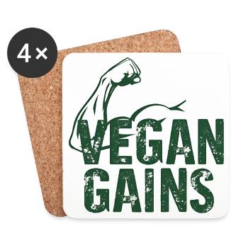 Vegan Gains Vegan Fitness Bodybuilding - Coasters (set of 4) - white - Front