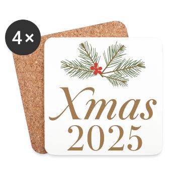 Golden XMAS 2025 – Mistelzweig Design - Untersetzer (4er-Set) - Weiß - Vorne