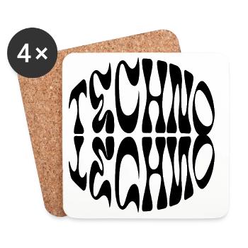 Techno Liquid Logo-Design - Untersetzer (4er-Set) - Weiß - Vorne