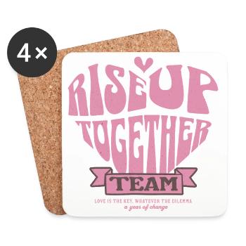 Love Unity Heart T-Shirt Design, Rise up together  - Coasters (set of 4) - white - Front