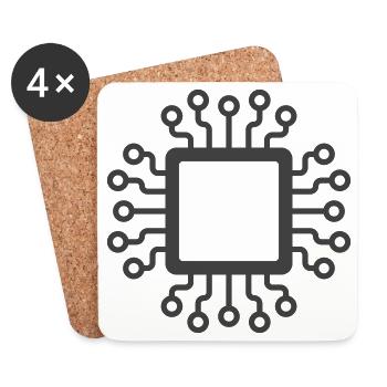 Mikrochip-Schaltkreis-Symbol-Logo - Untersetzer (4er-Set) - Weiß - Vorne