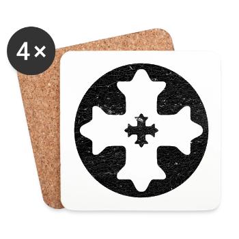 Eastern Coptic cross in black circle - Coasters (set of 4) - white - Front