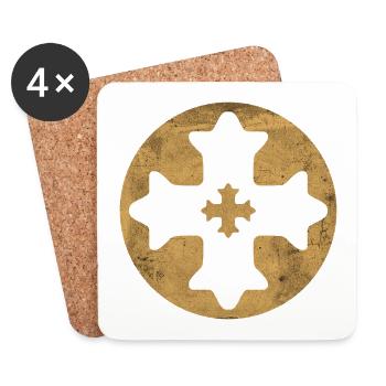 Eastern Coptic cross in golden circle - Coasters (set of 4) - white - Front