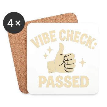 Vibe Check Bestanden Retro Badge Lustiges Meme - Untersetzer (4er-Set) - Weiß - Vorne