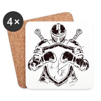 Chevalier avec bouclier et épée - Dessous de verre (lot de 4) - blanc - Devant