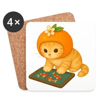 Chat en Fruït Éclatante pour Enfants - Dessous de verre (lot de 4) - blanc - Devant