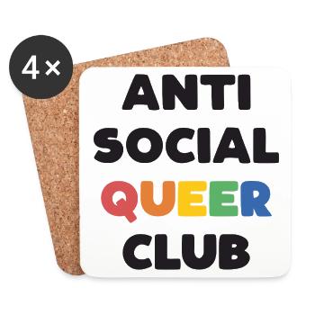 LGBTQ - Anti Social Queer Club - Coasters (set of 4) - white - Front