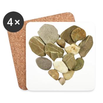 Natural stones in a heart shape - Coasters (set of 4) - white - Front