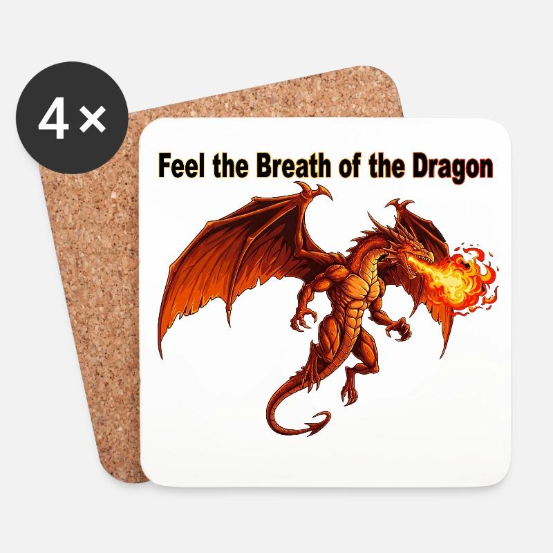 Feuriger Drache Atemzug Design - Untersetzer (4er-Set) - Weiß
