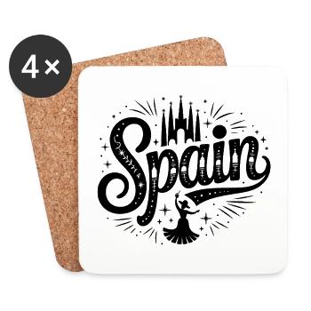 Spain - Souvenir Design - Coasters (set of 4) - white - Front